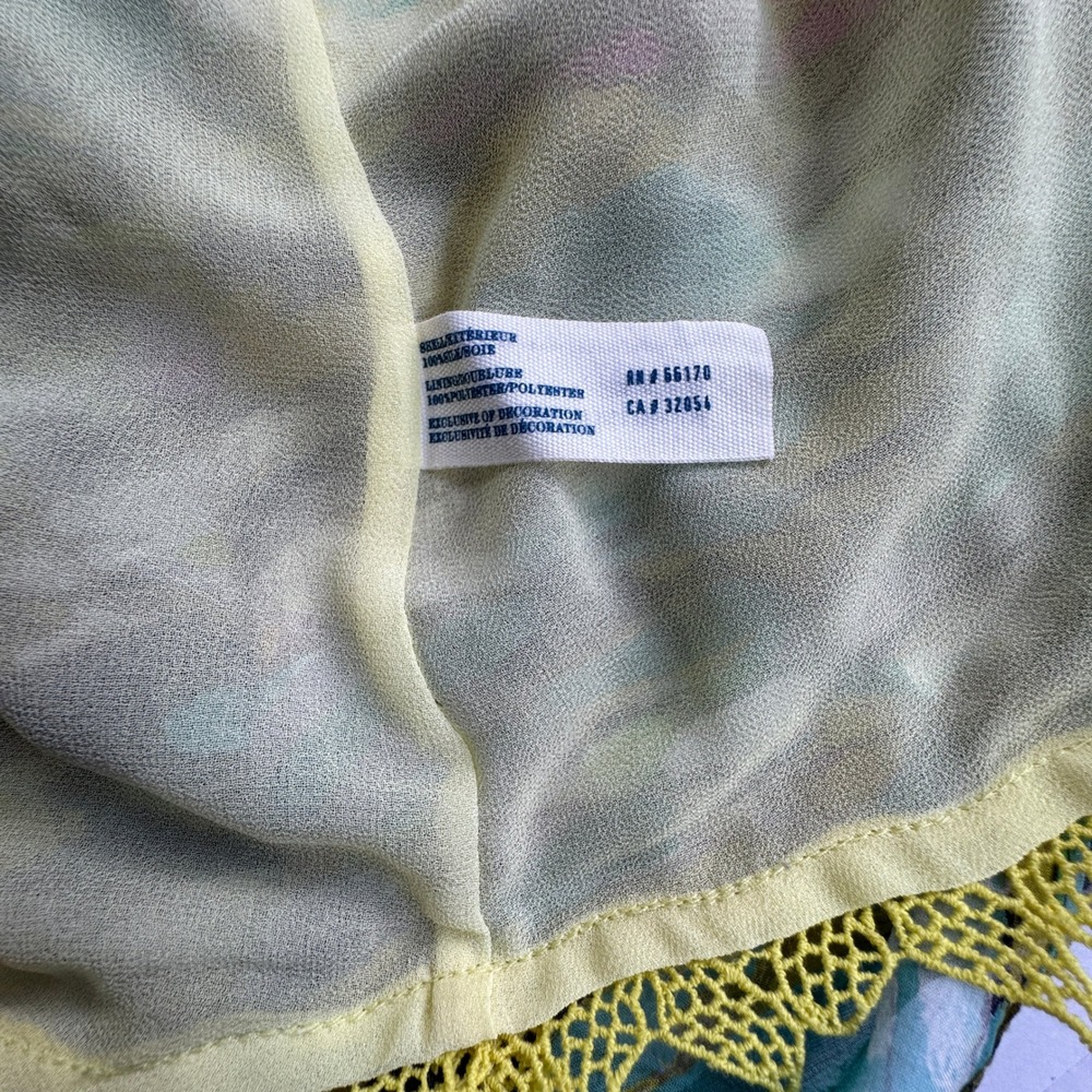 Anthropologie Leifsdottir Silk Yellow Watercolor Tiered Dress Women 4 Boho Artsy - Picture 4 of 12